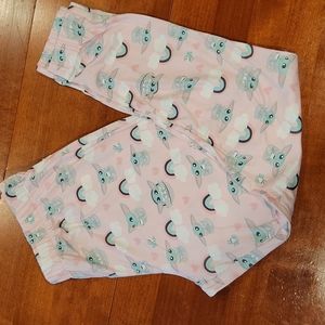 Star Wars Baby Yoda & Rainbows Sleep Pants Sz Lrg.